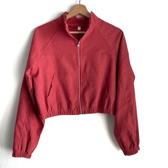 Romwe corduroy full zip jacket watermelon red color size small/4 long sleeve - Picture 3 of 8
